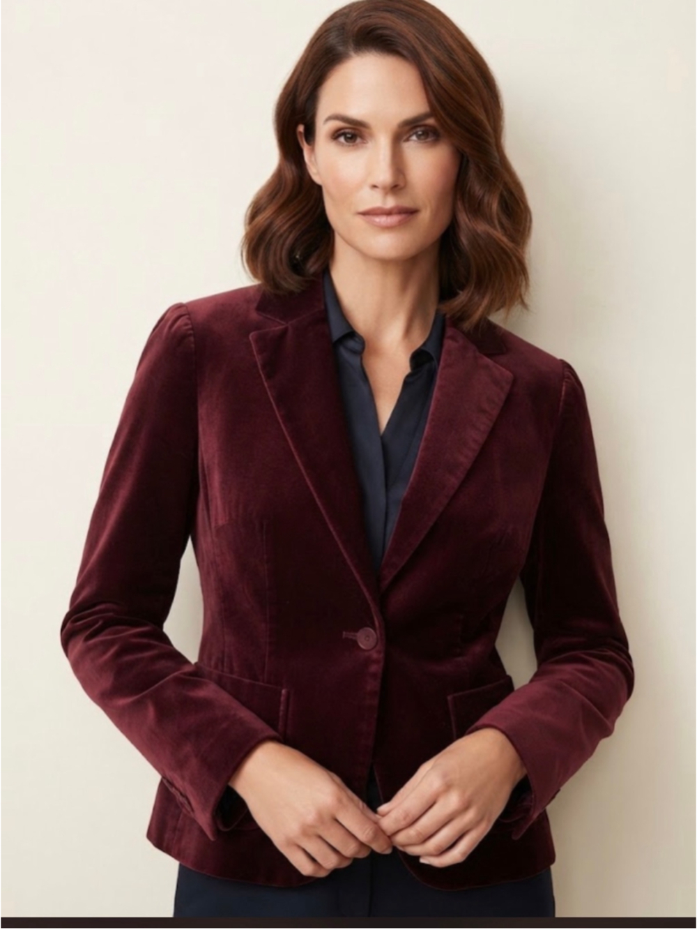 New York & Company Velvet Blazer Size 12 Burgundy